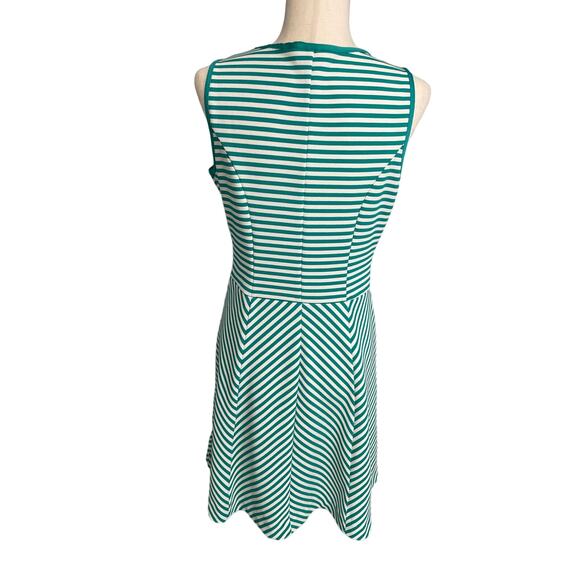 New York & Company green white stiped sleeveless dress a-line women's size Med - Picture 2 of 6